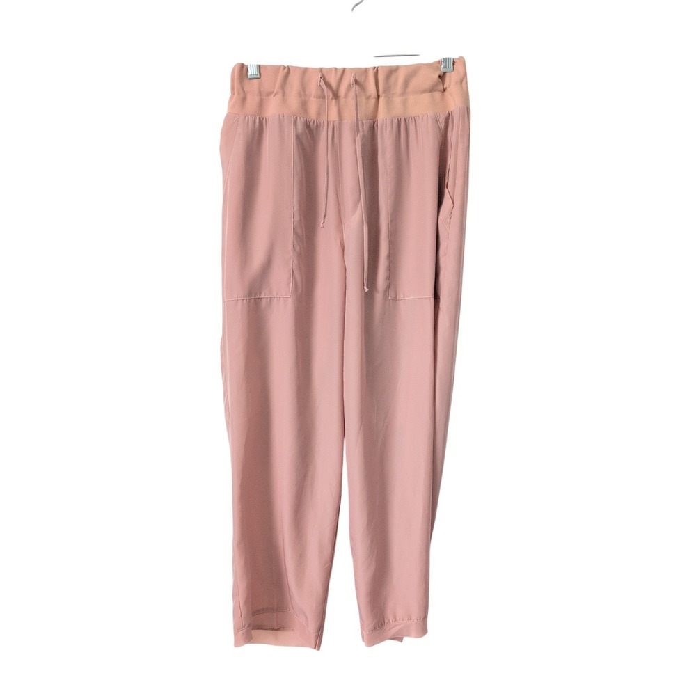 Planet by Lauren G Women's Rose Pink Polysilk Jogger Pants Size 1 Small